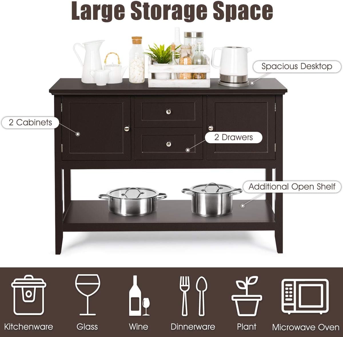 Giantex Buffet Sideboard with labeled storage areas