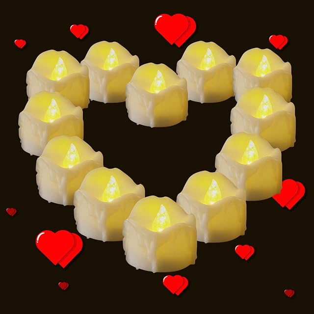 PChero Battery Tea Light Candles with Timer, 12 Packs Beige LED Flickering Flameless Tealights Battery Operated Realistic Candle Lights for Home Wedding Halloween Christmas Decoration  Warm White