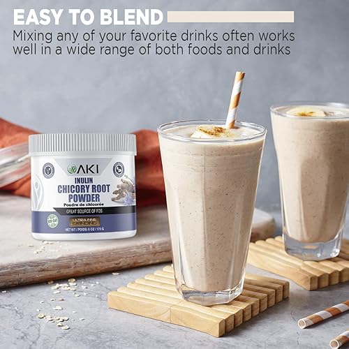 Miniatura 6 de AKI - Polvo de raíz de achicoria de inulina, ideal en fibra y nutrientes, ayuda a aumentar el nivel de rendimiento, se utiliza en café, batidos,