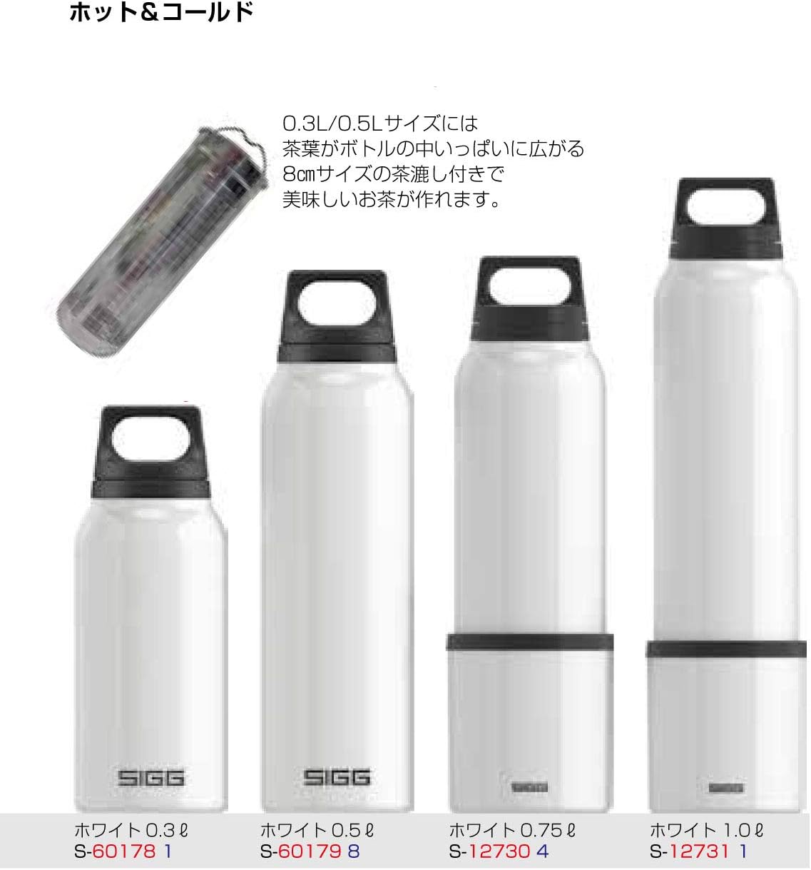 SIGG 60179 Stainless Steel Bottle, Hot & Cold One, 1.6 fl oz (0.5 L), White