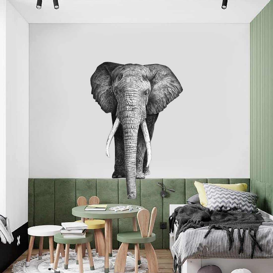 Rangoli an Elephant Large Wall Sticker JUST Peel & Stick Size 50 or 60 cm Pack of 1 (Code GS139
