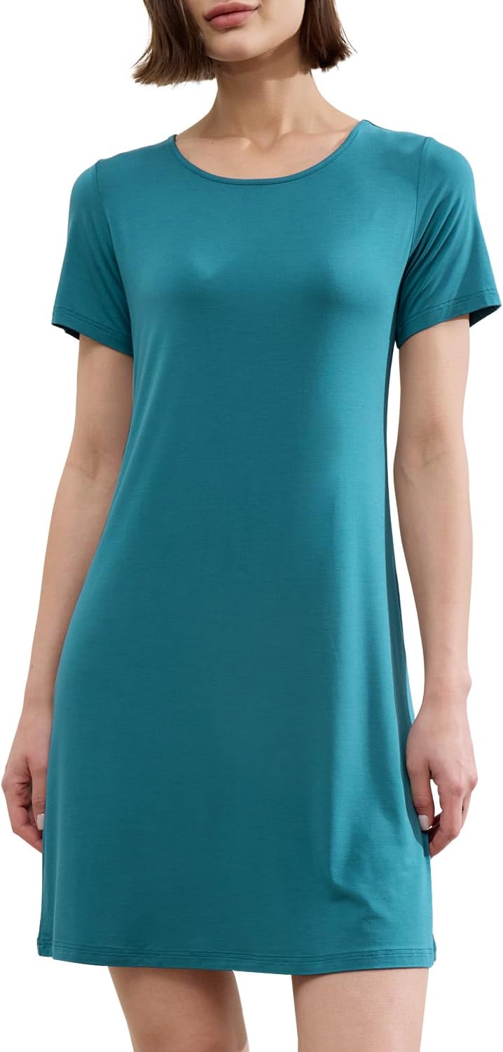 BAMBOO COOL Nightgowns for Women Sleepshirts Cute Short Sleeve Dress Pajamas Women's Soft Sleepwear