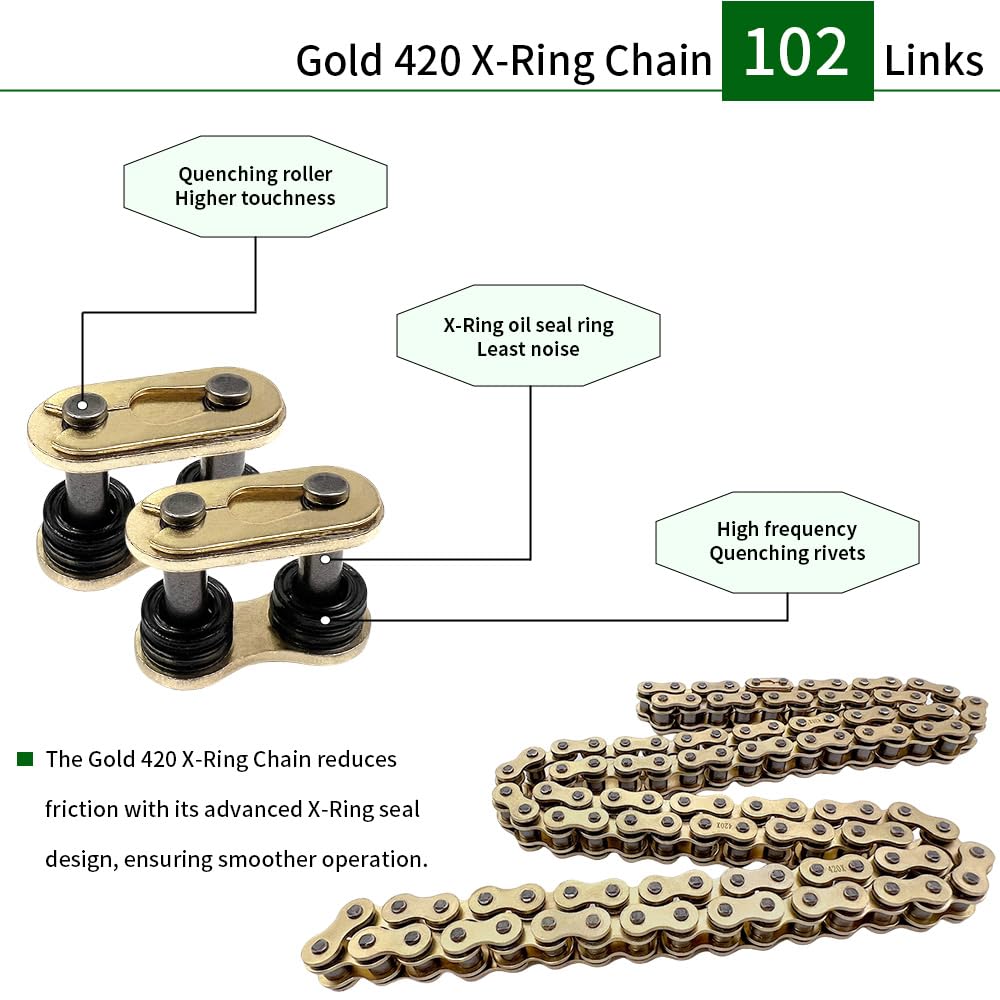 Gold 420 X-Ring Chain 102 Links - Universal Fit for Yamaha