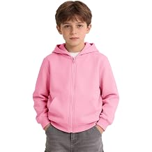 Girls Boys Athletic Zip Up Hoodie Sweatshirt Brushed Fleece Hooded Zipper Sweatshirt School Outerwear Coat for Kids