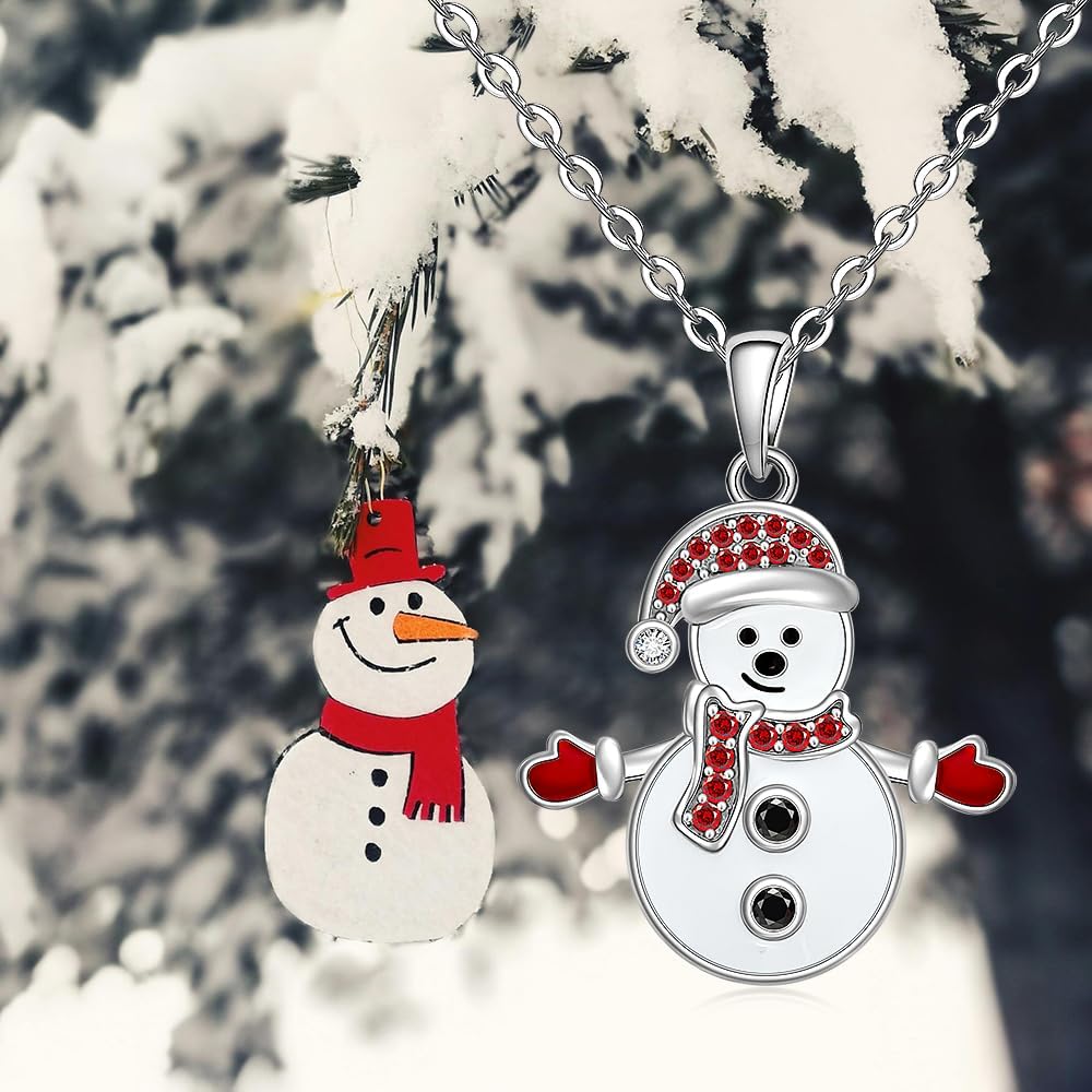 Christmas Necklace Snowman Necklace for Women Sterling Silver Cute Christmas Snowman Winter Holiday Xmas Jewelry Birthday Gifts - Image 5