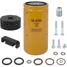 1R-0750 Diesel Engine Fuel Filter with Adapter Kit Compatible with Chevy GMC 2001-2016 Duramax LB7/LLY/LBZ/LMM/LML, Replace 1R0750, P551313, BF7633, FF5320, 33528