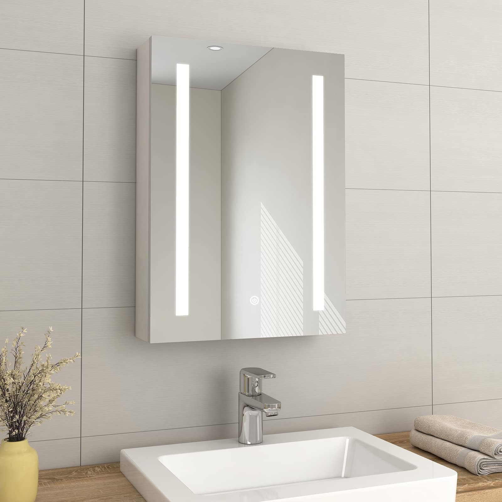Quavikey® LED Bathroom Cabinet With Mirror And Shaver Socket Bedroom ...
