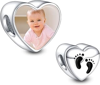 NINGAN Personalised Photo Charm Beads 925 Sterling Silver Cats and Dogs Baby Family Photos Descendants Personalised Charm ...