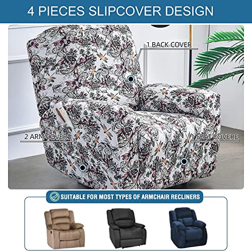 Image of Eco-Ancheng Recliner Slipcovers 4-Pieces Lazyboy Recliner Covers Recliner Couch Covers Recliner Chair Cover Non Slip Reclining Slipcovers with Storage Pockets Furniture Protector for Living Room