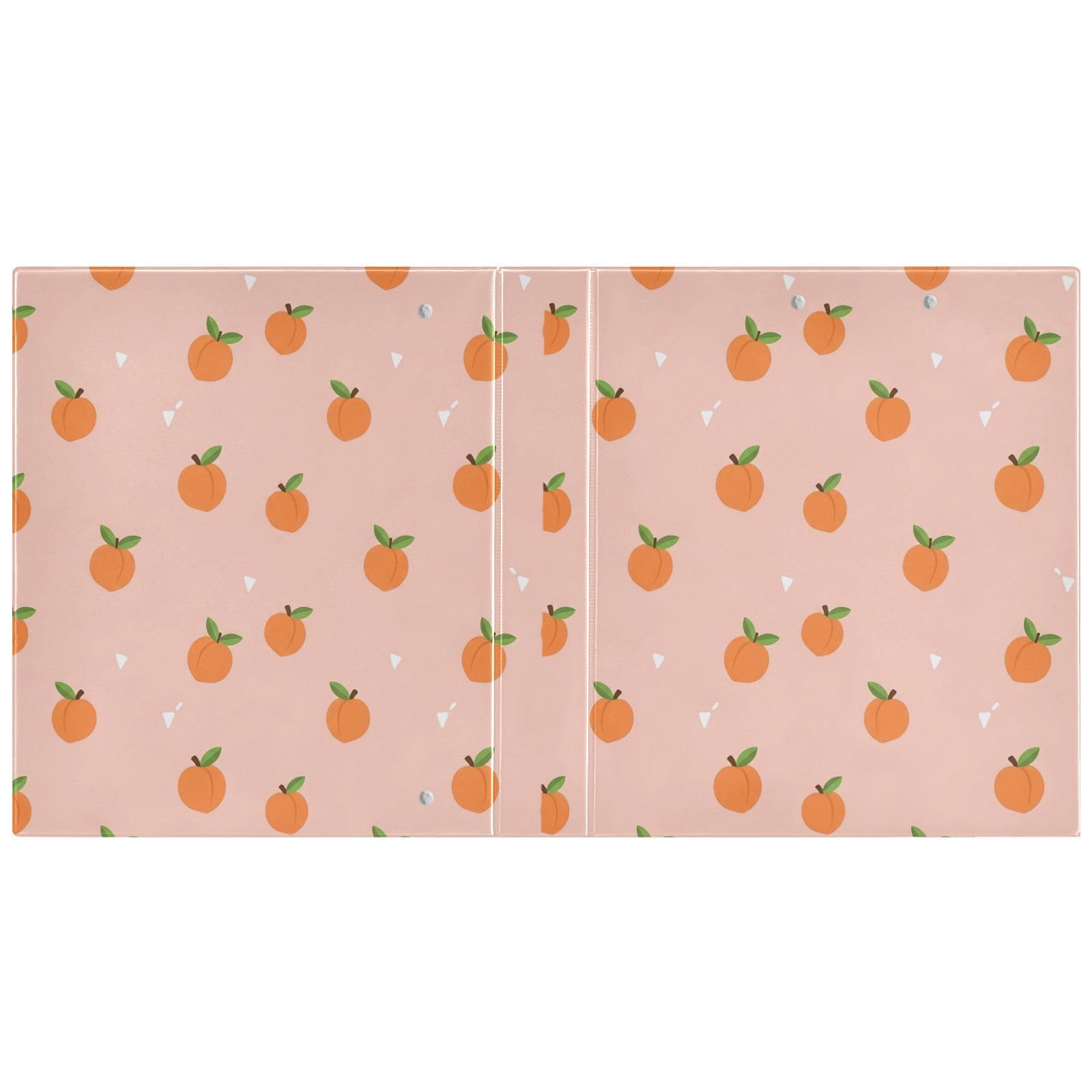 Raccoglitori a 3 anelli, 3,8 cm, motivo pesche, decorativo, con clip in metallo, formato A4, organizer per casa e ufficio, confezione da 2