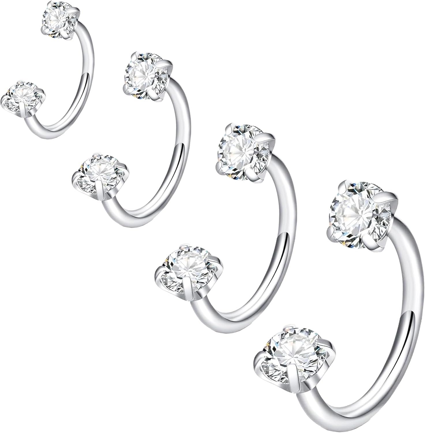 16G 18G 20G Internal Thread Horseshoe Nose Ring,316L Stainless Steel Circular Barbell Helix Snug Tragus Rook Daith Cartilage Earring Lip Ring Piercing Jewelry for Women Men 6mm 8mm 10mm 12mm