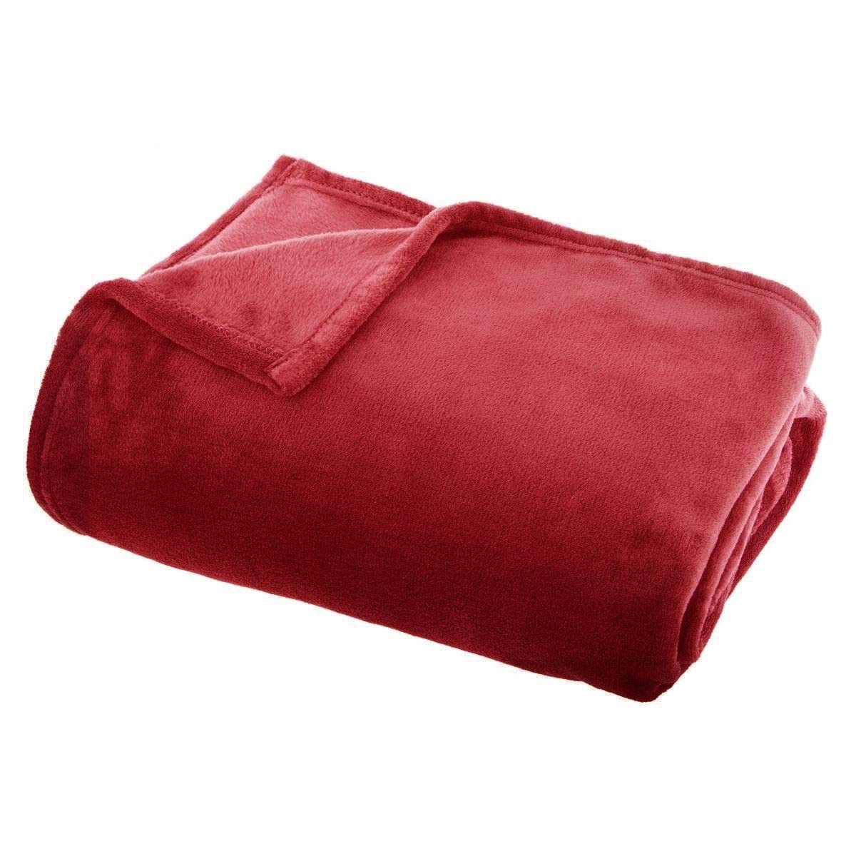 univers decor - Plaid Flanelle 130 x 180 cm Atmosphera (Rouge, Plaid Flanelle 130 x 180 cm Atmosphera)