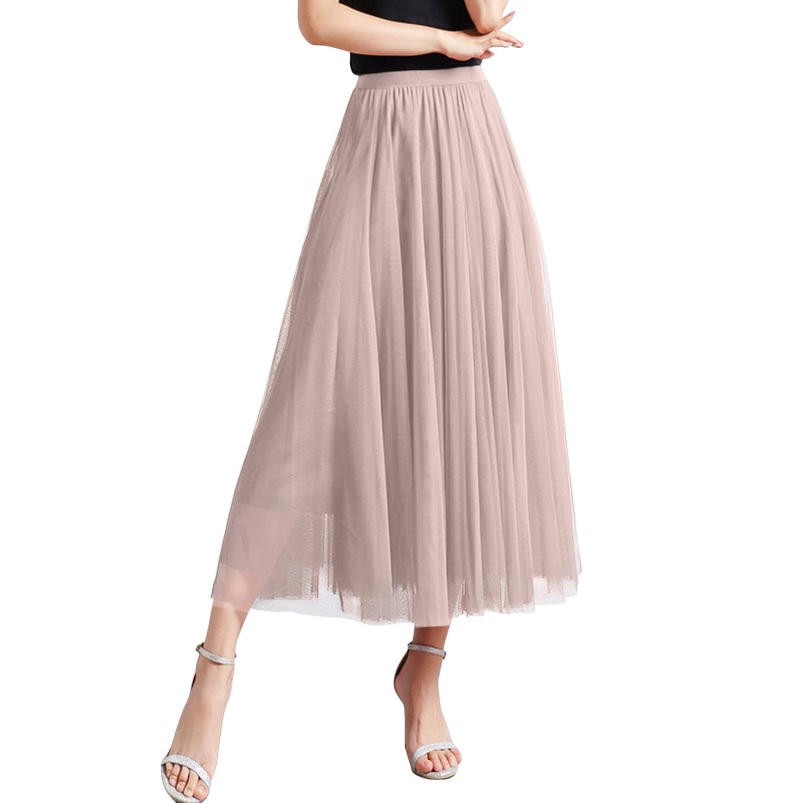 Gonna lunga da donna per danza e festa, linea ad A, in tulle, 2026