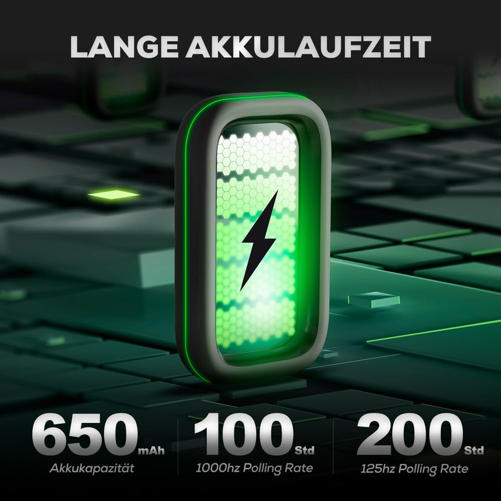RK ROYAL KLUDGE M3 Wireless Gaming Mouse mit PAW3950 30K DPI Sensor, 47g Lightweight Maus Gaming, 8K Polling, Kabelgebunden/2.4G/BT Wireless Mouse, 650mAh, 5 programmierbare Tasten, Schwarz