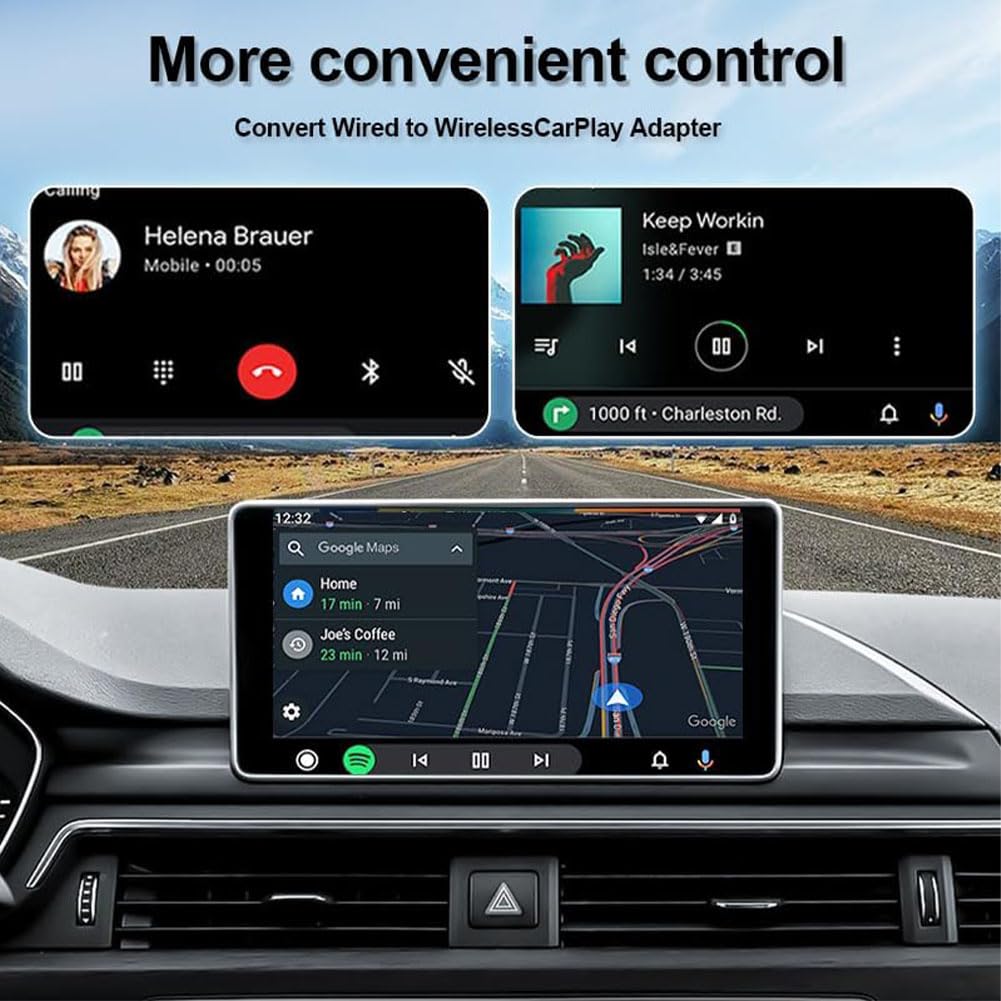 CarPlay Adaptador Inalámbrico para Jeep Wrangler 2018-2025, Cable a Sin Cable, Rápida Conexión, Adaptadores Inalámbricos Carplay 2 en 1 Android