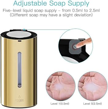 Wall-Mounted Commercial Automatic Soap Dispenser Gold Stainless Steel Large Capacity 700ml Kitchen Bathroom Dedicated Storage