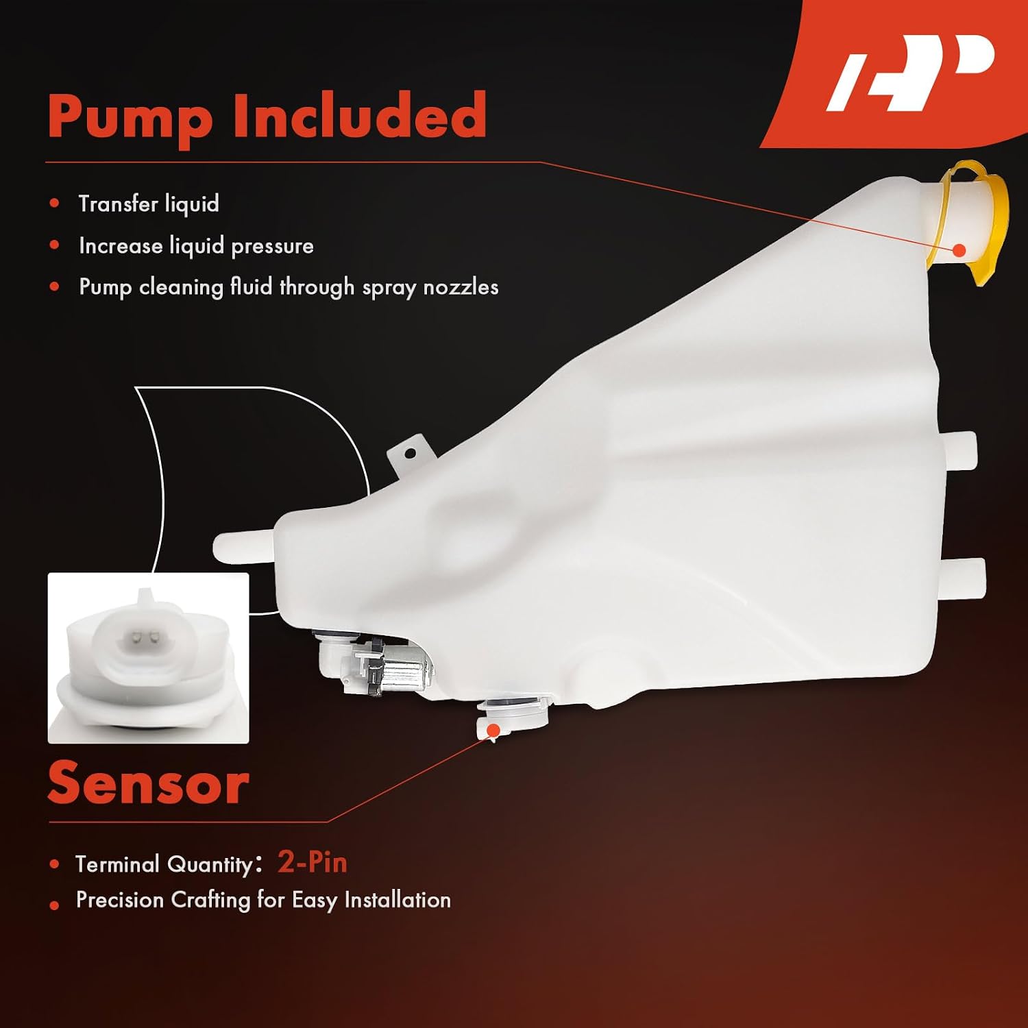 A-Premium Windshield Washer Reservoir Compatible with Dodge Ram 1500/Ram 2500/Ram 3500 1994-2002, with (Cap/Washer Pump/Hose/Bracket/Fluid Level Sensor), Replace# 5066540AAPFM