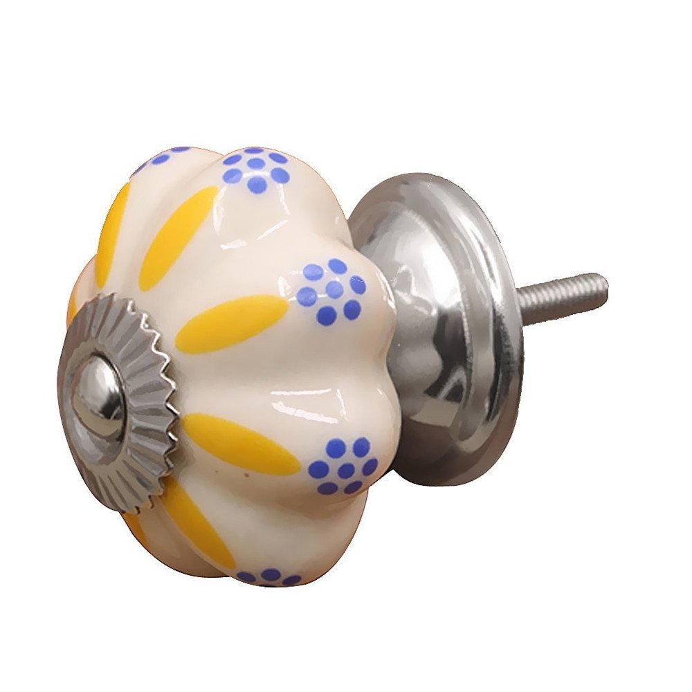 5 Pomelli Rotondi in Ceramica Dipinti a Mano Fai-da-Te - Pomelli per Porte in Ceramica - Maniglie per Cassetti per Armadi - Pomelli per Mobili per Bambini per Bambini Decorativi (Stile 2)