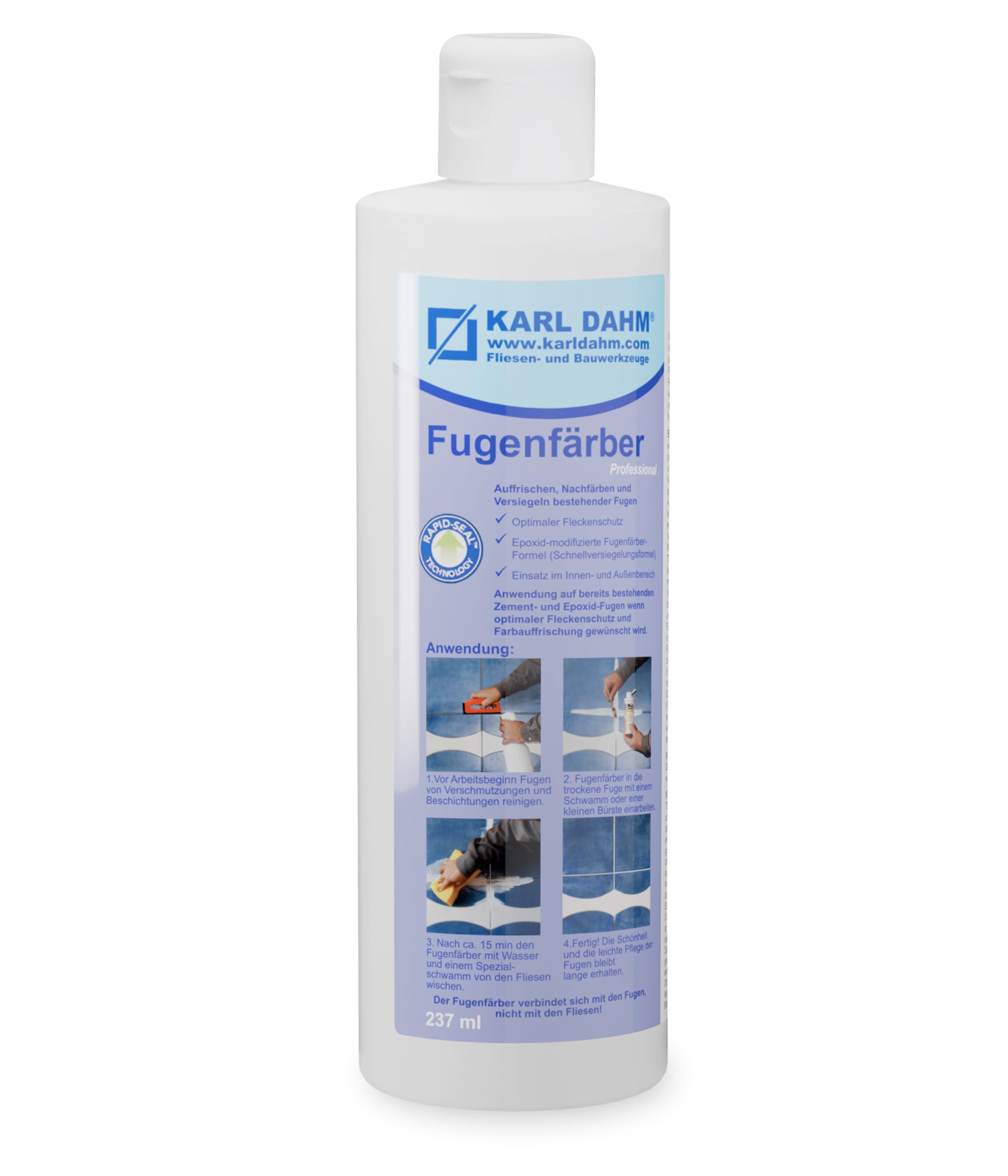 Karl Dahm Fugenfärber Hell-Beige 237 ml – Fliesenfugenfarbe, Innen & Außen