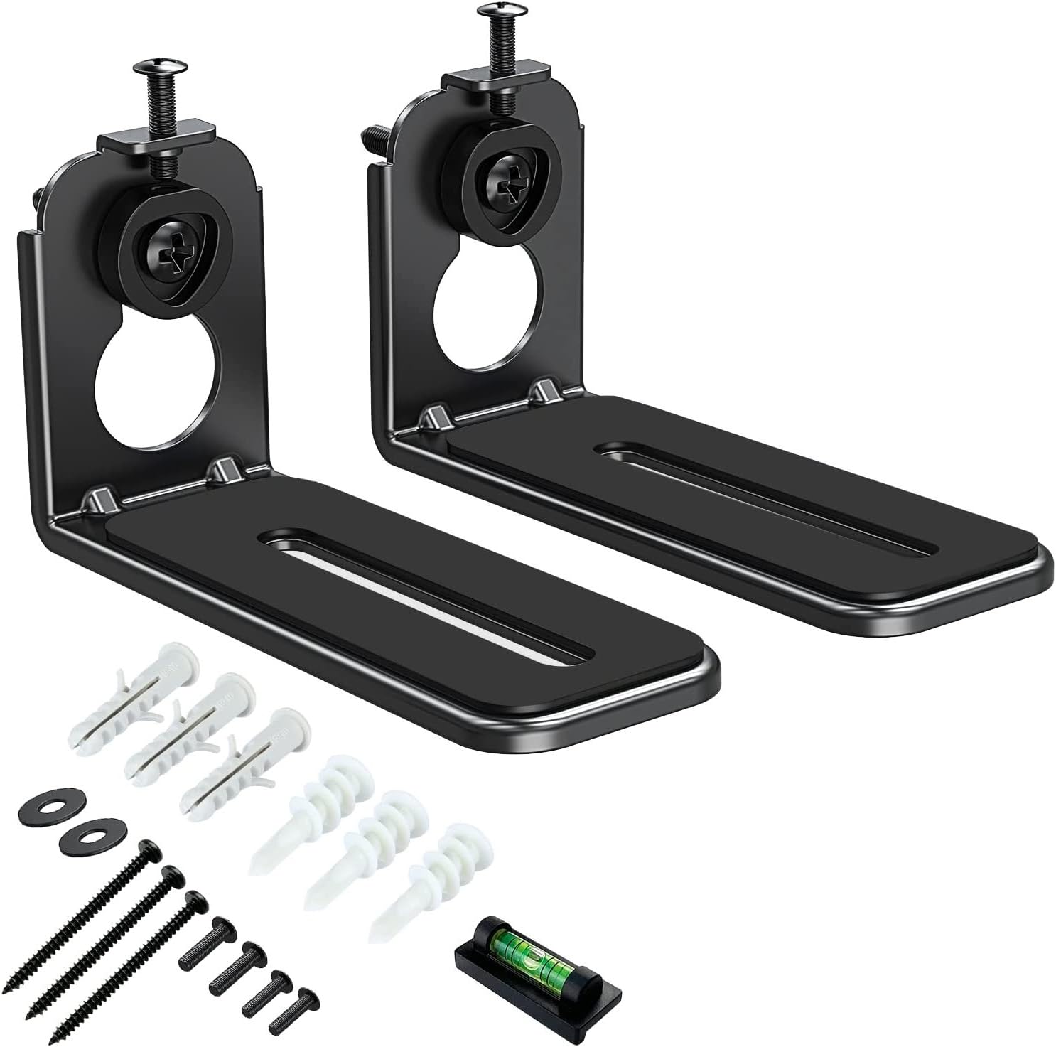 MOUNTUP Soundbar Wall Mount Bracket, Universal Sound Bar Mount Anti-Drop Shelf for Samsung, Vizio, LG, Sony, JBL, Bose Soundbar Mount Under TV, Fast Install with Hardware Kit & Level Adjustable, Black