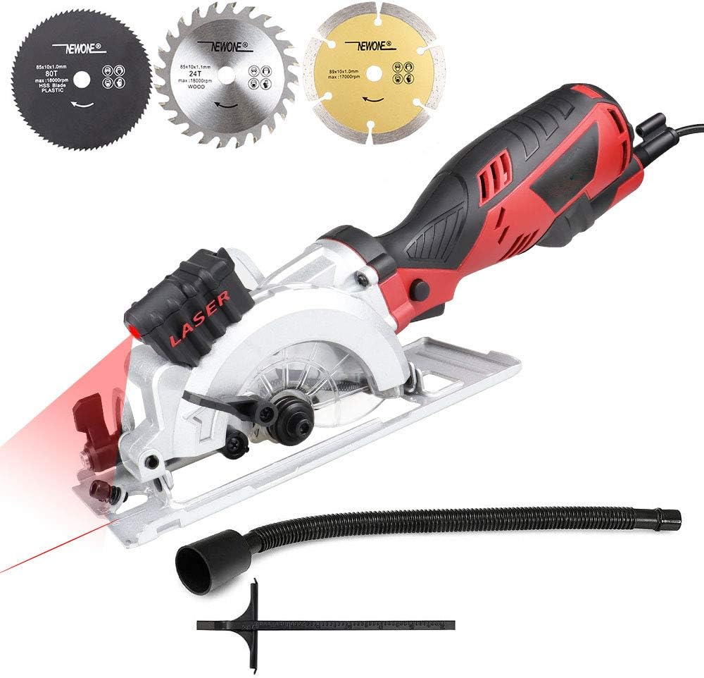 Mini Circular Saw Handle Power Tools, 220v 705W Plunge Cut Track Electric Sa for Cut Wood Metal Tile Cutter with 3 Blade Saws