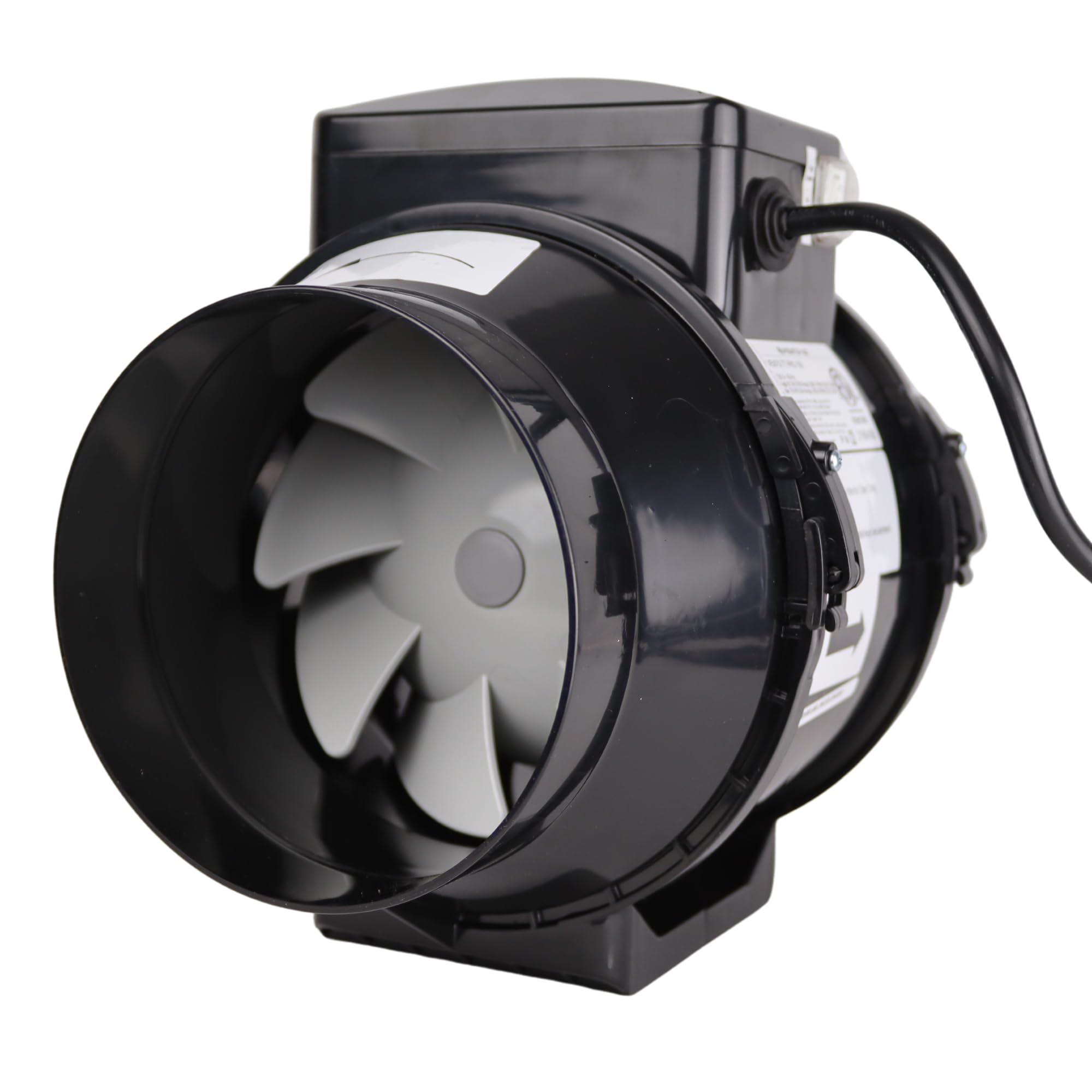 VENTS-US TT Pro 150 - Mixed Flow Ventilation Inline Duct Fan for High Static Pressure Duct Applications, up to 378 CFM – Black Booster Ventilation Fan for 6 Inch Duct