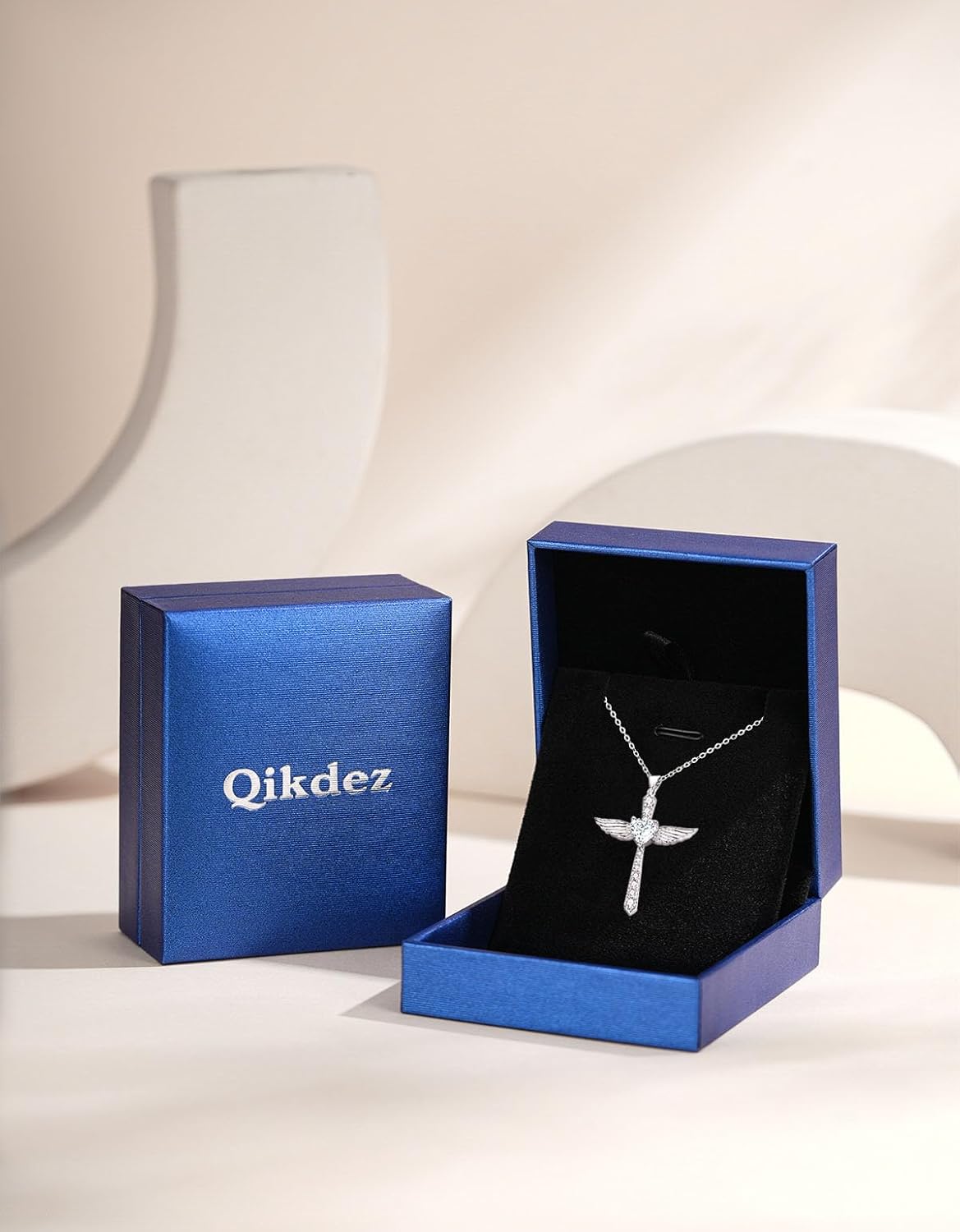 925 Sterling Silver Cross Necklace for Women, 18K Gold Plated or Silver Cross Pendant with 5A Heart Cubic Zirconia, Angel Wings Crucifix Faith Jewelry for Wife Mom - Image 7