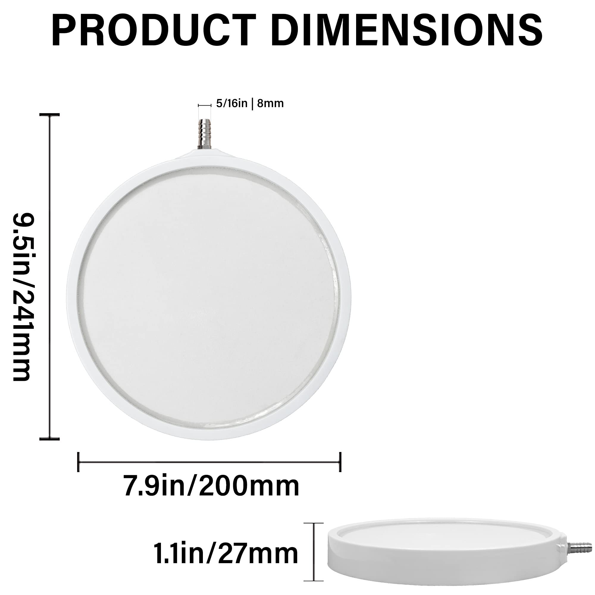 Lot de 10 diffuseurs de bulles d'air pour pompe à air d'aquarium et aquarium, gris