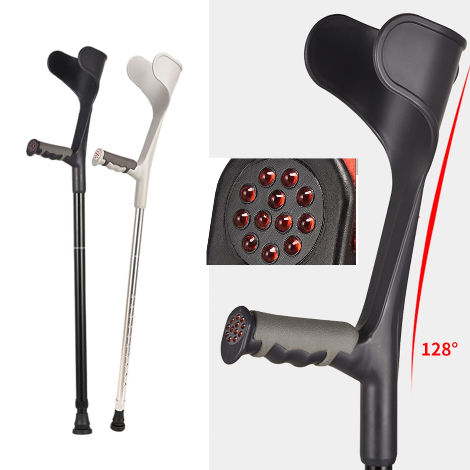 Stampelle all'avambraccio, stampelle per Adulti Regolabili per Camminare, stampelle a Braccio ergonomico Pieghevole Leggero Times