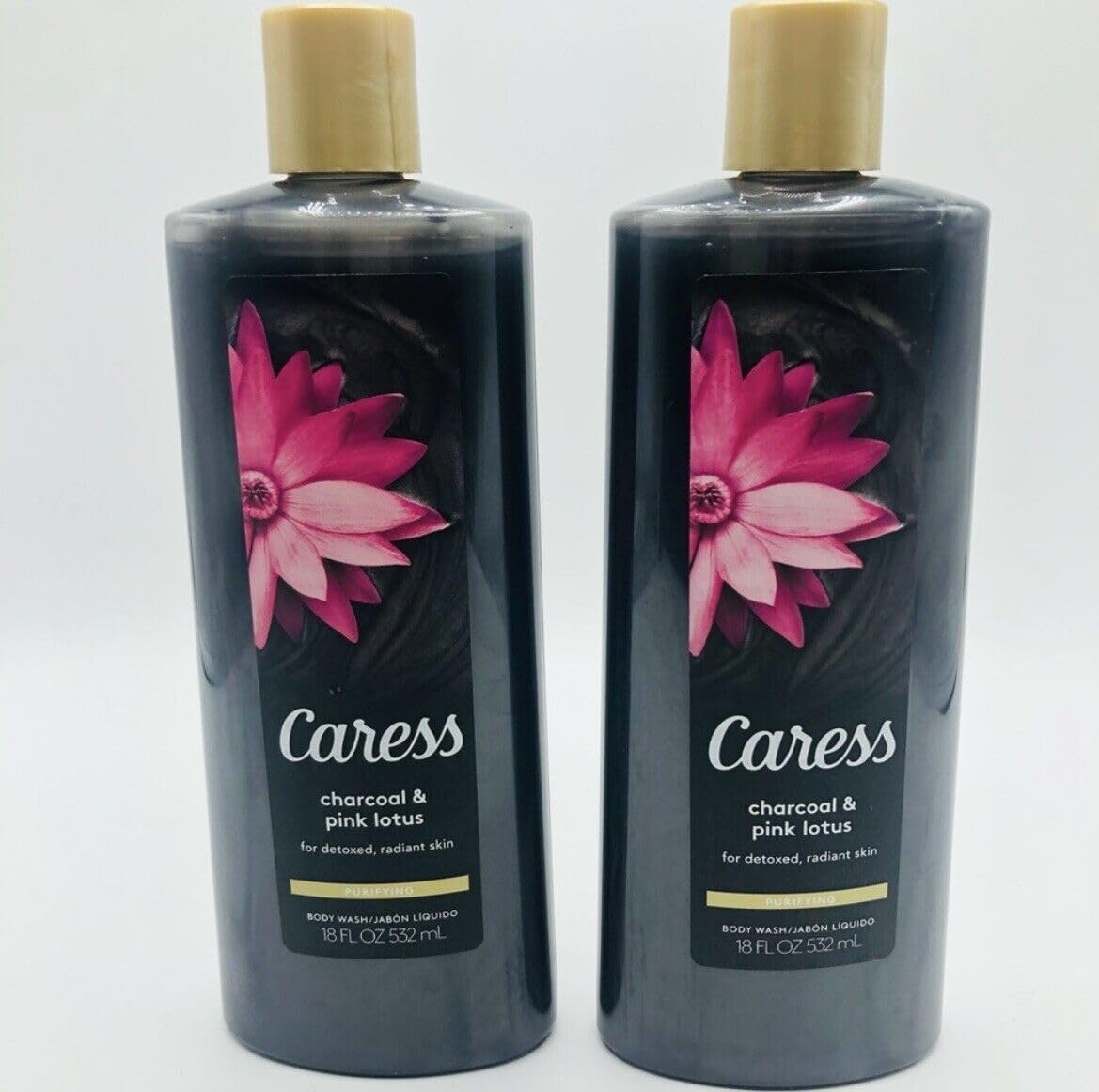Caress Charcoal & Pink Lotus Body Wash 18 oz (pack of 2