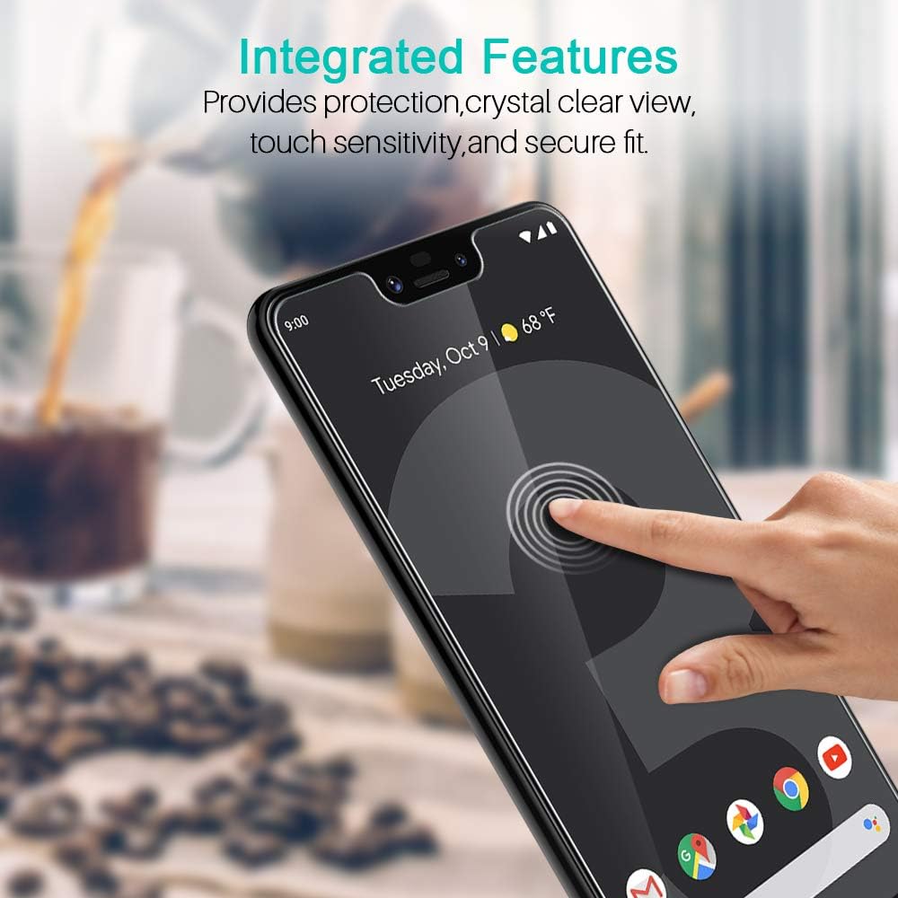 LK 3 PACK Screen Protector designed for Google Pixel 3 XL Tempered Glass High Clear, Case Friendly, Come with Installation Tray
