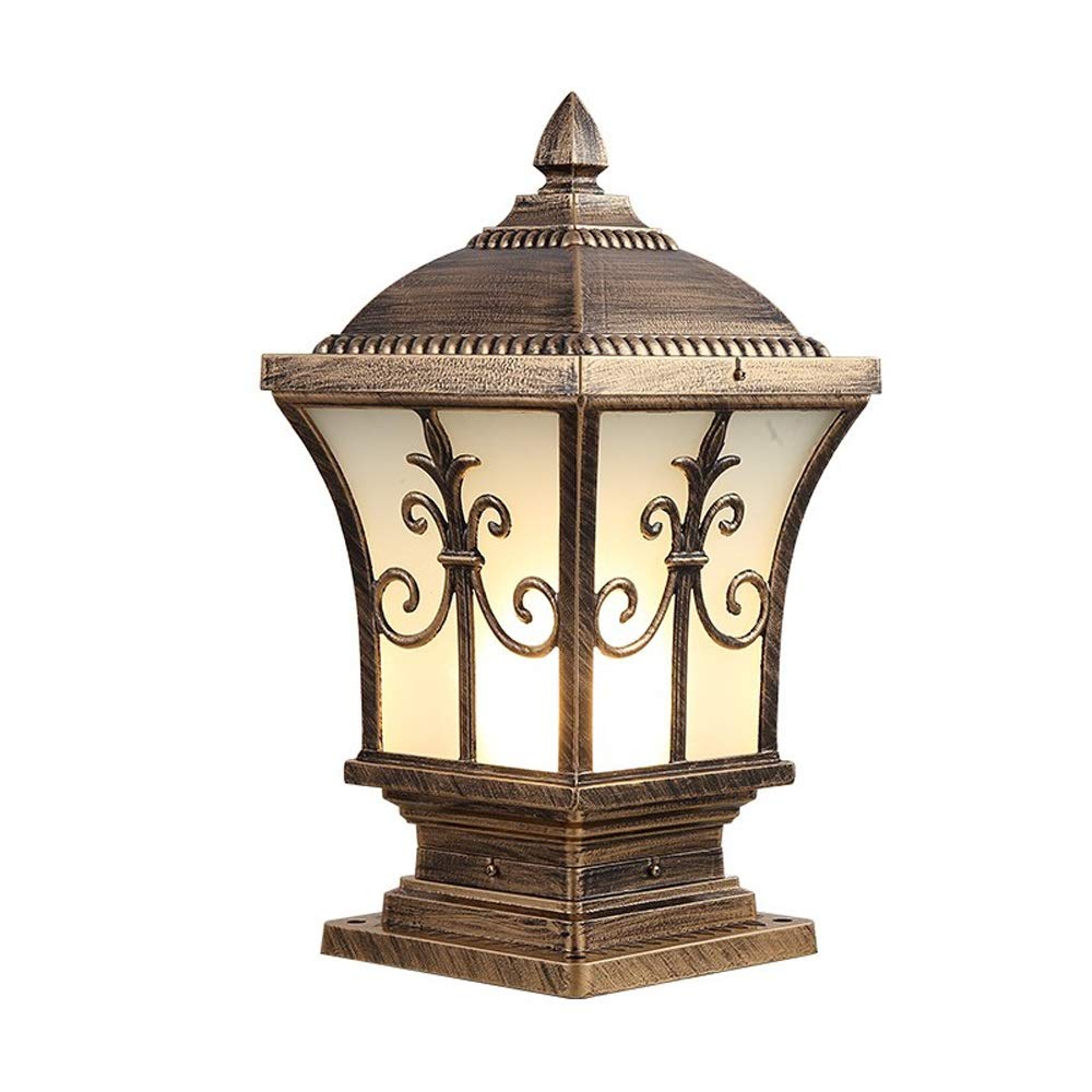 QUSYZD Vintage Post Pillar Lights Outdoor Arrow Flower Fence Gate Pillar Yard Pillar Lamp European Villa Garden Wall Column Light Lantern Rainproof Aluminum Patio Post Lighting,
