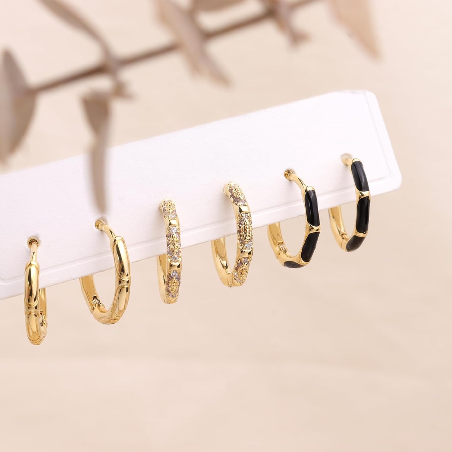 Sonateomber 3 Pairs Small Hoop Earrings for Women Multiple, Cute Gold Tiny Cubic Zirconia Huggie Sterling Silver Ears Cartilage Earrings Jewelry Gift - Image 5