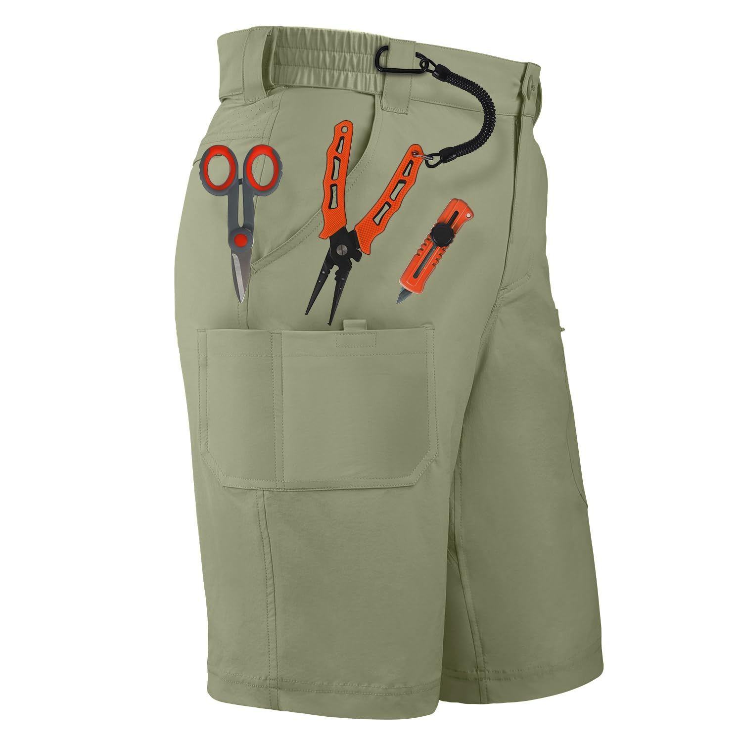 Palmyth Men's Fishing Short Quick Dry 10.5" Sun Protection UV UPF 50+ Cargo Shorts Water Resistant for Saltwater Freshwater