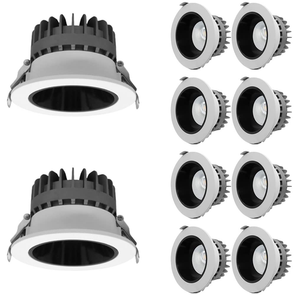 Plafoniera da Incasso A LED da 10 Pezzi, Faretto da Incasso A LED Impermeabile IP65 da 7W, 4CCT 3000K-6000K, Angolo del Fascio 60, Faretto da Incasso per Doccia Antiruggine