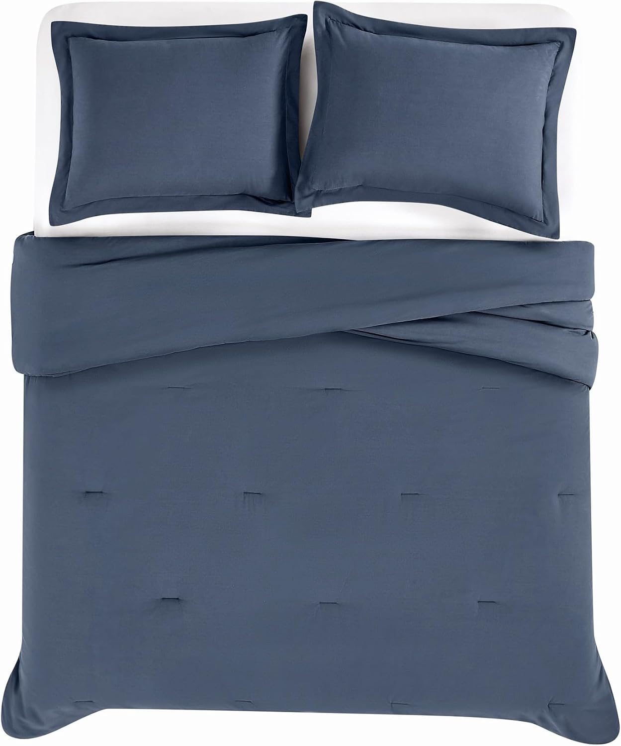Frye Vintage Washed 100% Cotton 3-Piece Full/Queen Comforter Set in Blue, Solid Color, Oeko-TEX Certified