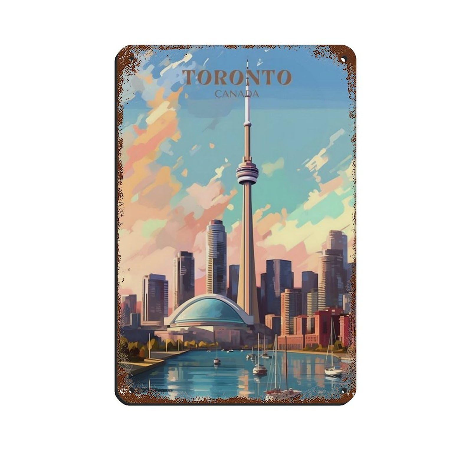 Poster de voyage canadien en métal pour masquer un mur abîmé avec style