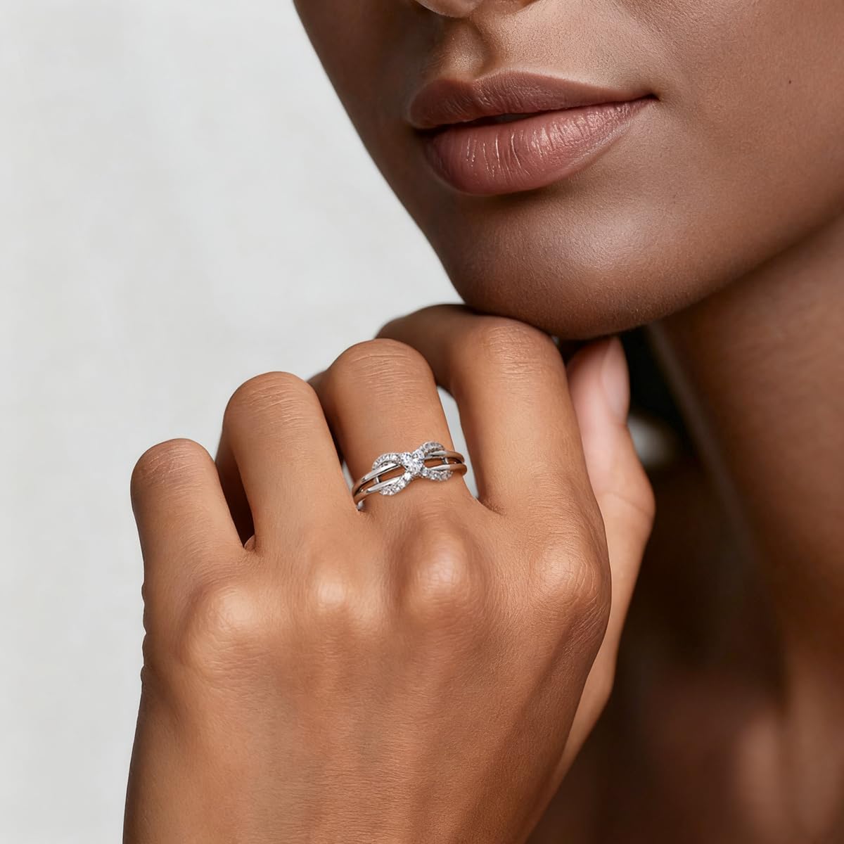 KUNSIR 925 Sterling Silver Rings Classic Cubic Zirconia Eternity Promise Statement Anniversary Wedding Bands Engagement Rings for Women Infinity Forever Love Ring Size 7-9