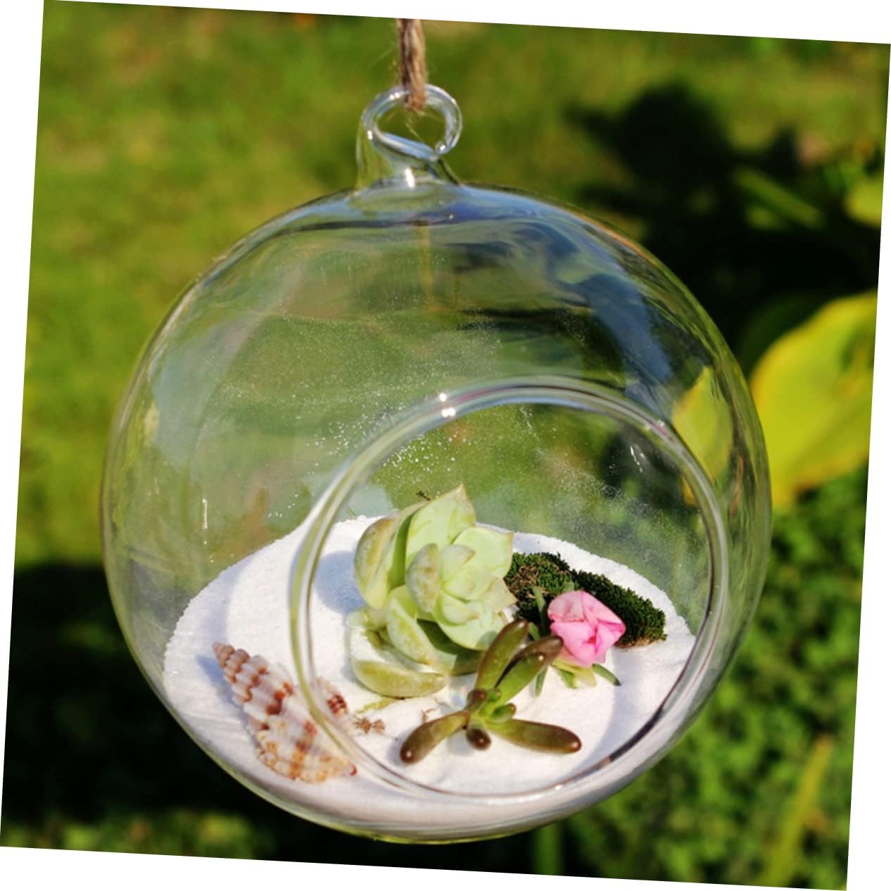 Unomor 6pcs Clear Hanging Glass for Terrarium Plants Flat Base Design for Home Decor Wedding Centerpieces Gardens