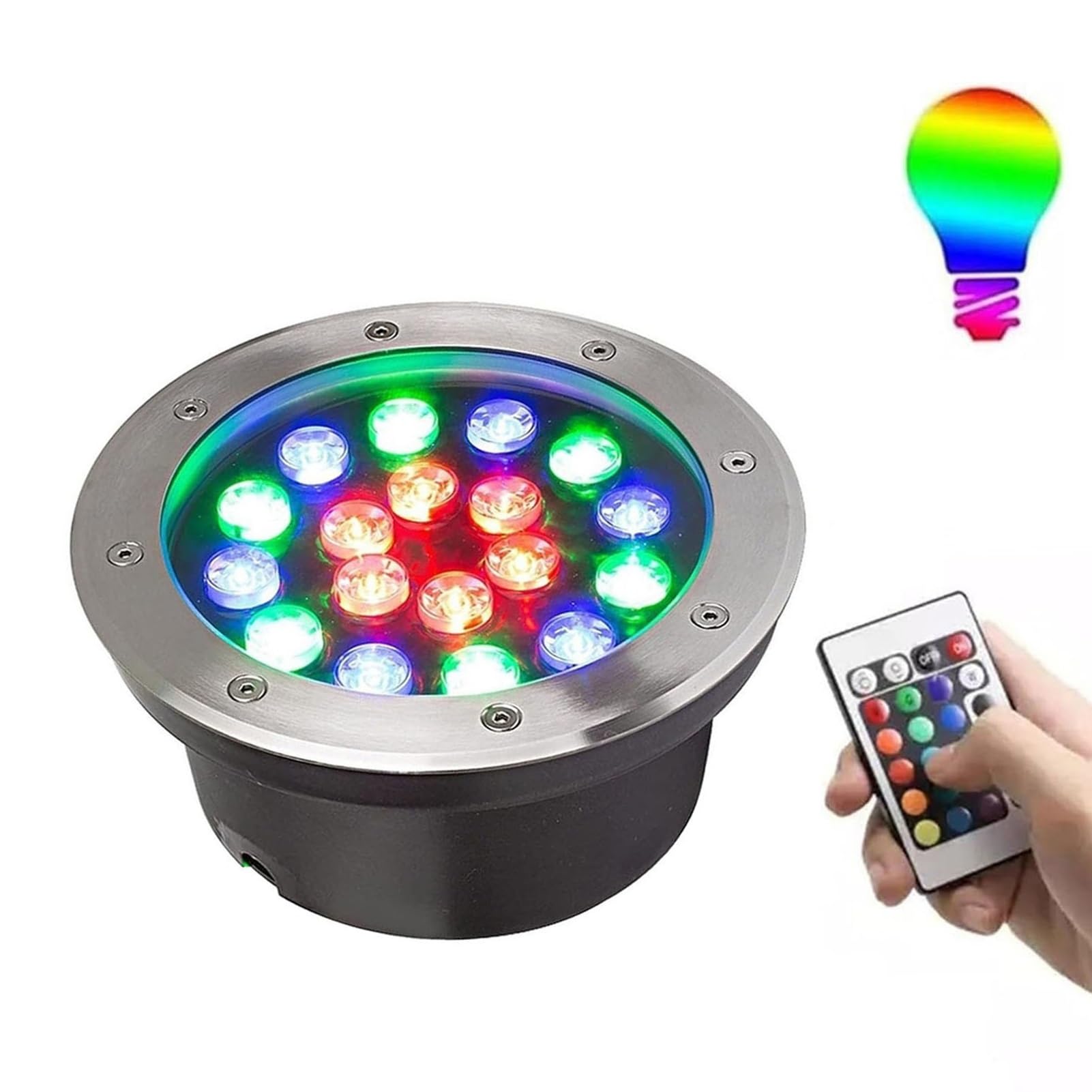 Incasso Faretto Subacquei - Faretto Incasso A Terra, Faretto Subacqueo Impermeabile IP68, Faretto Da Terra A LED Con Cambio Di Colore RGB, Per Giardino, Faretti Per Piscina, Con Telecomando(12V,24w)