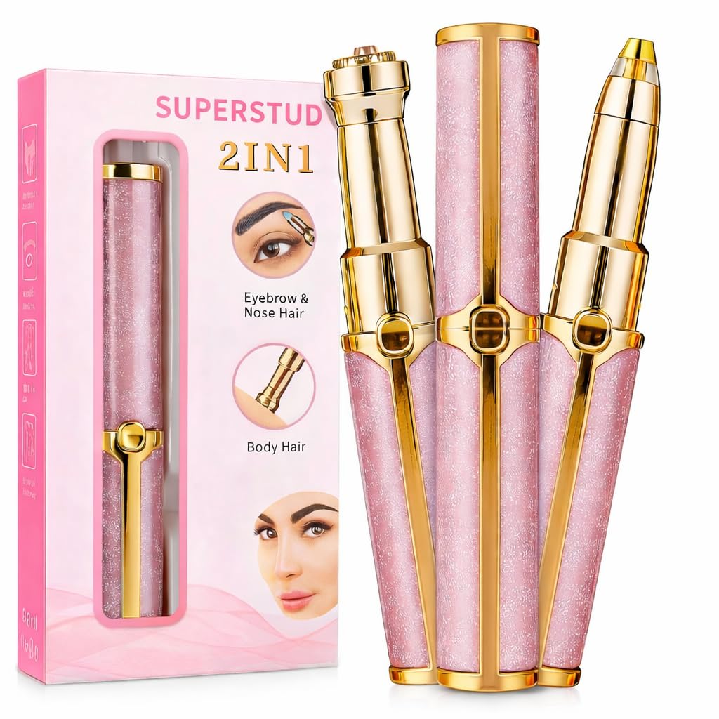 Eyebrow Trimmer for Woman All in One, 2-in-1 Epilator, Face Chin Trimmer For Woman || Facial Hair Remover for Face, Nose, Travel Friendly, Rechargeable (Pink)