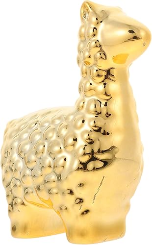 Pequeña estatua de animal dorada de alpaca, decoración moderna para el hogar, figuras de cerámica de animales, decoración de estantería, escultura