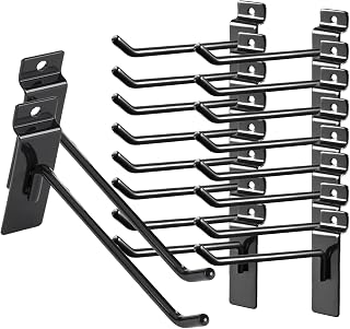 48Pack 8Inch Black Slatwall Hooks, Heavy Duty Slatwall Hooks & Hangers for Commercial Retail and Exhibition, 1/4” Dia Steel Slat Wall Hooks, Metal Pegboard Panels Hooks for Garage Shop Supermarket
