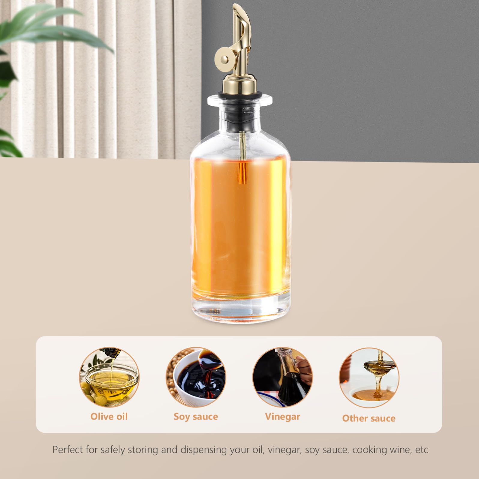 ULTECHNOVO 2 Pezzi Dispenser Automatico Inossidabile Cucina da in Vetro 350ml Controllo Apertura Facilitata per Salsa e Aceto