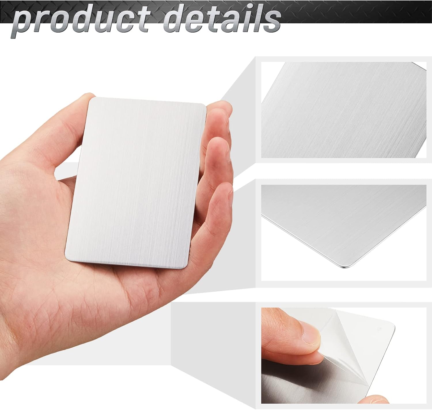 12 Pieces 304 Stainless Steel Metal Business Cards Blank Steel Laser Engraving Stainless Cards for House Office Customer DIY Gift Plate, 86 x 54 mm(0.5 mm)
