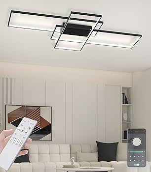 新品、未使用　LED シーリングライト　調光リモコン付き12畳〜18畳　ブラック Amazon.co.jp : Auesk シーリングライト 12-18畳 北欧 おしゃれ LED