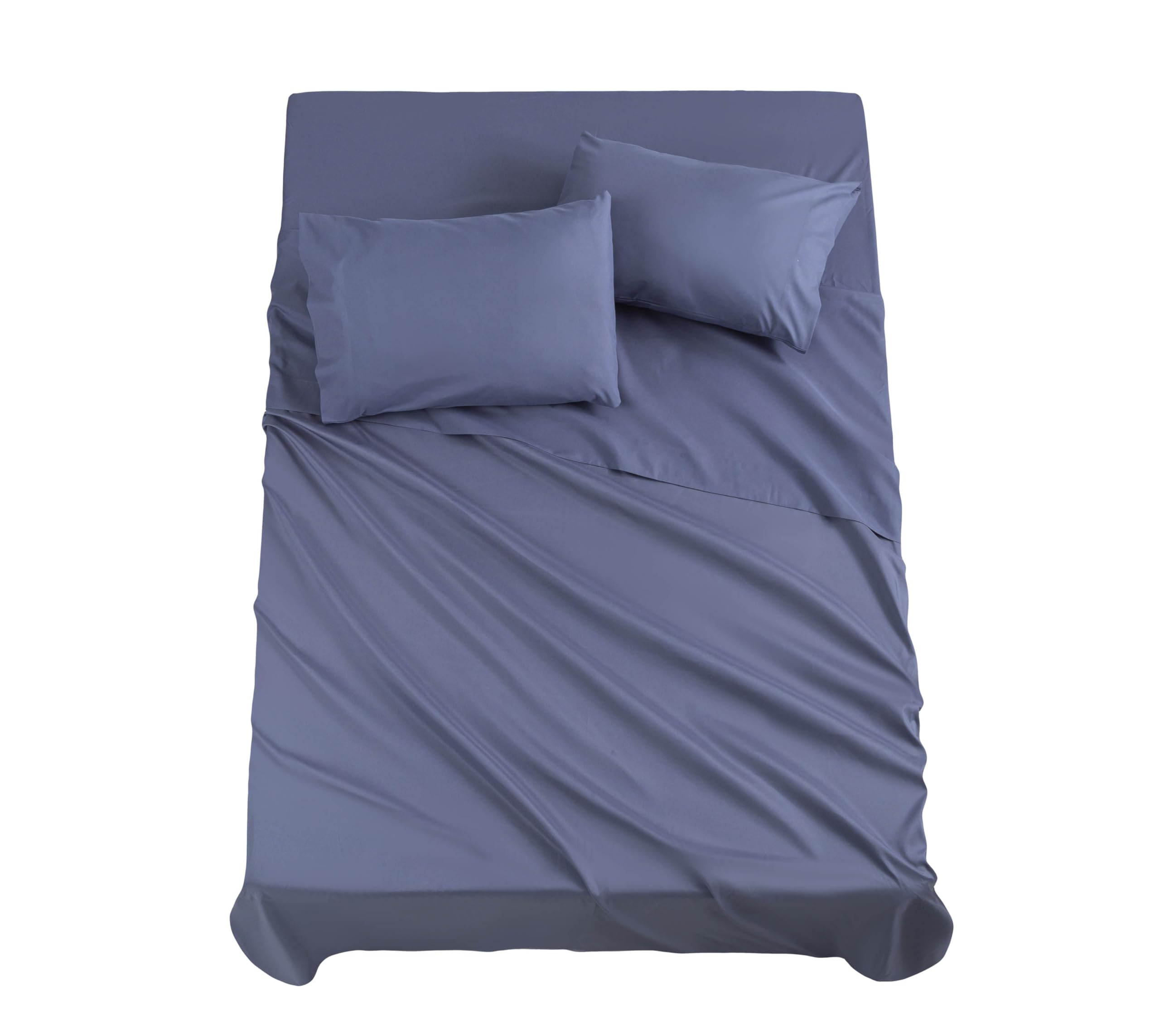 Todocama - 4-Piece Bedding Set - 5003 - Fitted Sheet - Top Sheet - Two Pillowcases 50 x 80 cm (Bed 200 x 190/200 cm, Greyish Blue) - Image 2