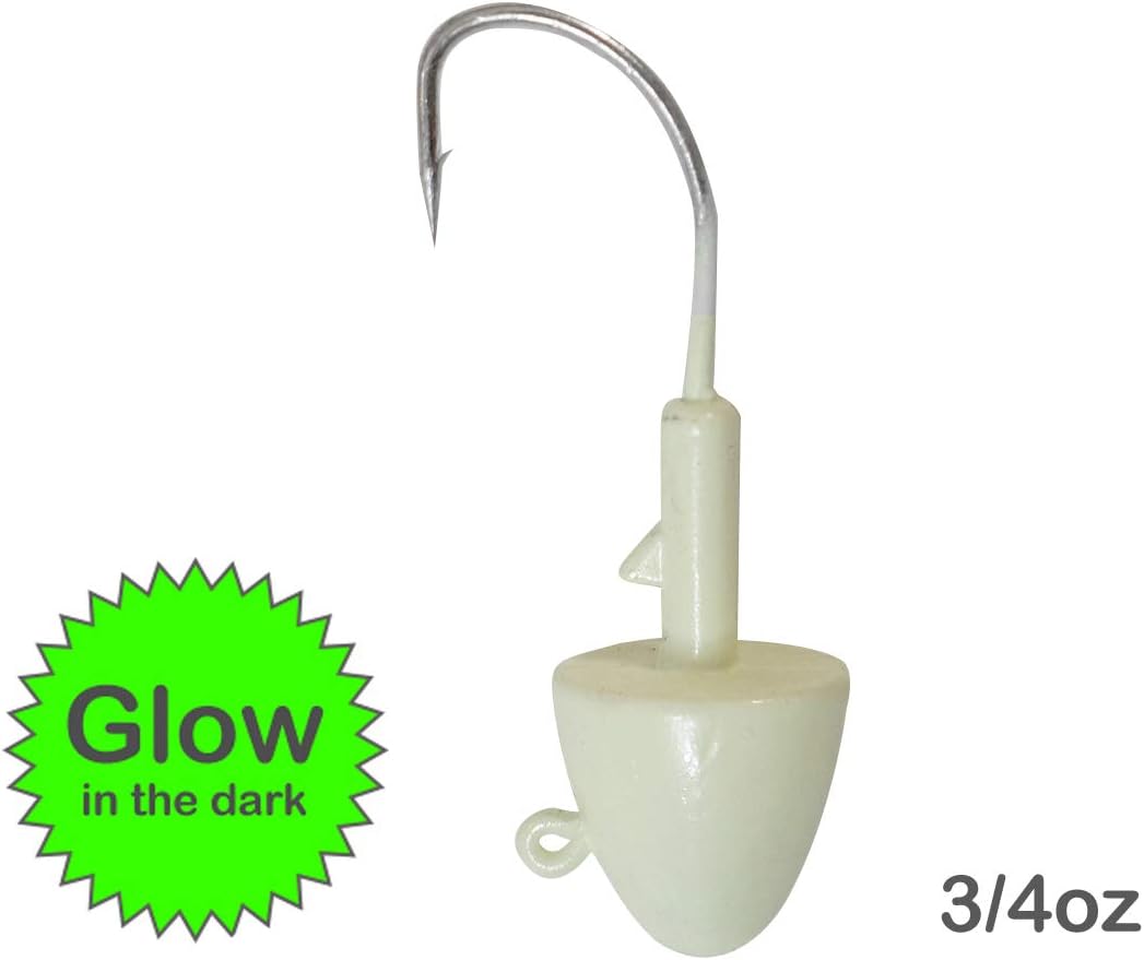 30pcs Fish WOW!® 3/4oz Shad Jighead Glow Bullet Jig Heads - Glow in The Dark