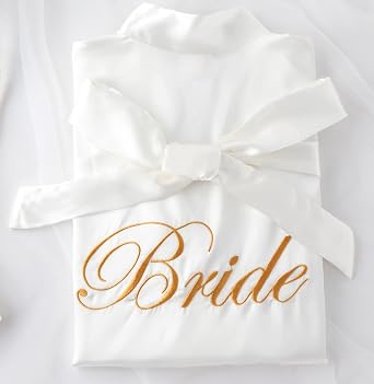 Women's Bride Bridesmaid Robe with Lace Trim Wedding Party Kimono Robes Soft Satin Bathrobe Getting Ready