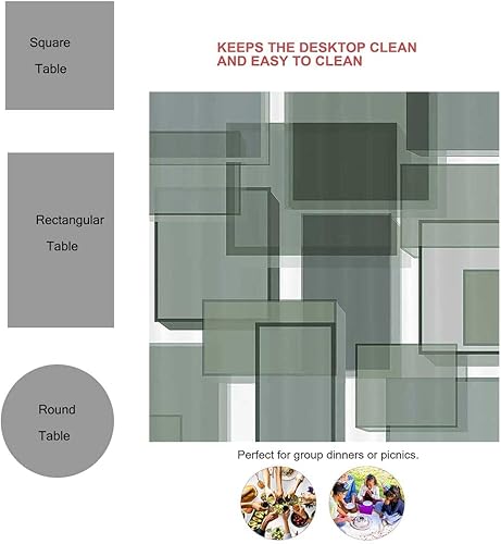 Miniatura 3 de Mantel Redondo para Mesa De 4 Sillas Gris Topo Gris Claro Verde Mantel Camping Lavable Resistente al Agua 30 X 30 Pulgadas